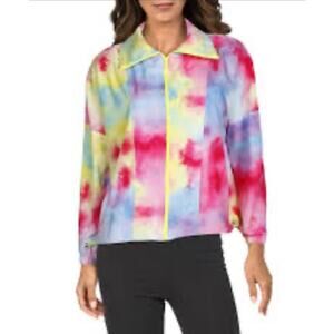 Terez Watercolor Allover Printed Zip Front Wind Jacket - S